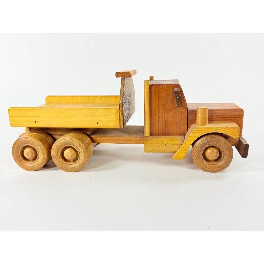 Handcrafted 2 tone Wooden Dump Truck Toy By Pats Toys Chehalis,WA